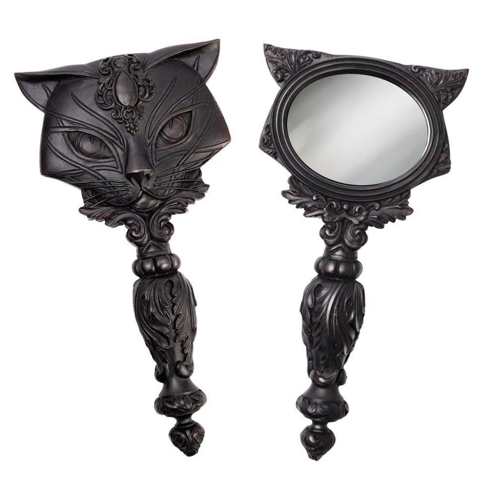 NEW Alchemy Gothic Black Egyptian Sacred Cat Hand Mirror